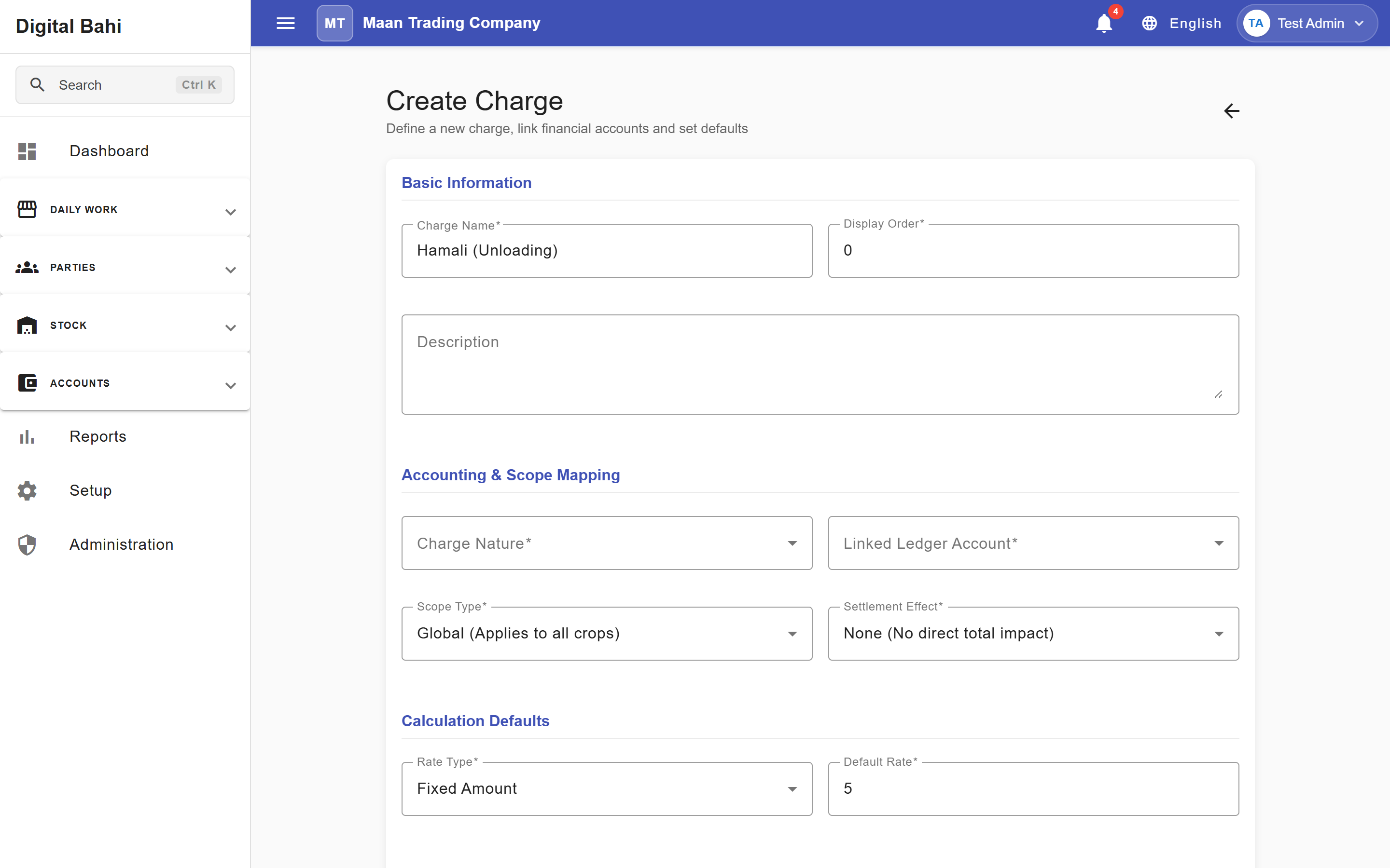 Create Charge Form
