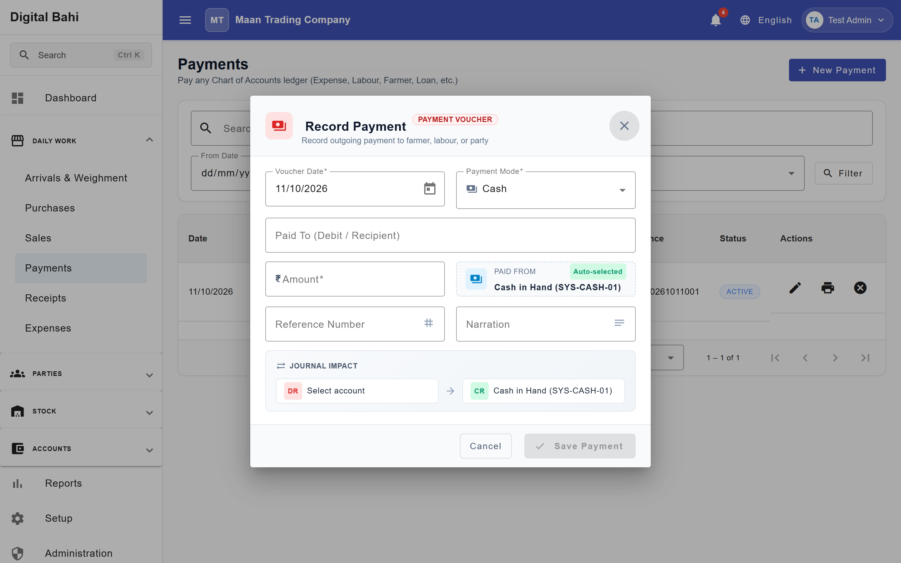 Record Payment Dialog